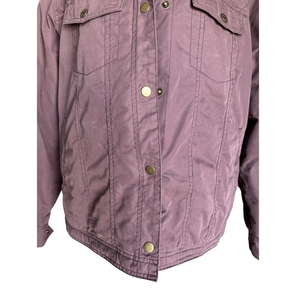 Toad & Co Barn Jacket Large Plum/Purple Sherpa Collar Quilted Utility Workwear - Picture 4 of 16